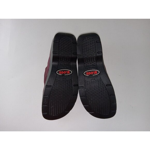 KLOGS Women's Sz 8 M Shoes Burgundy Leather Comfort Walking Embossed Work Clogs - Picture 10 of 13